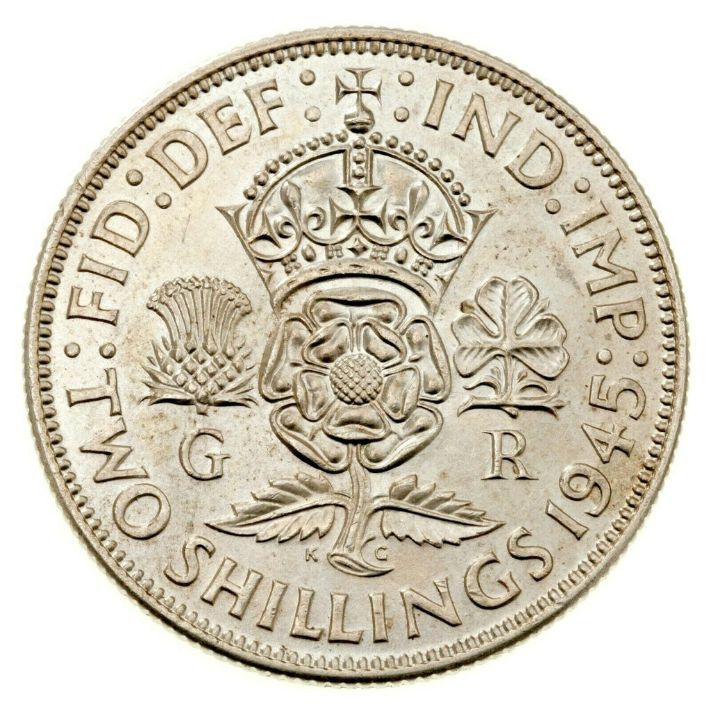 1945 Great Britain Florin (2 Shillings) BU Condition KM 855