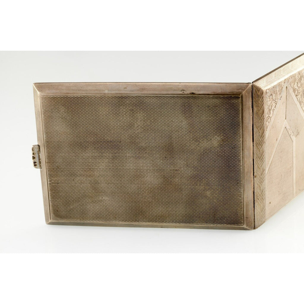 Russian Silver Cigarette Case Box Gilt Signed Interior