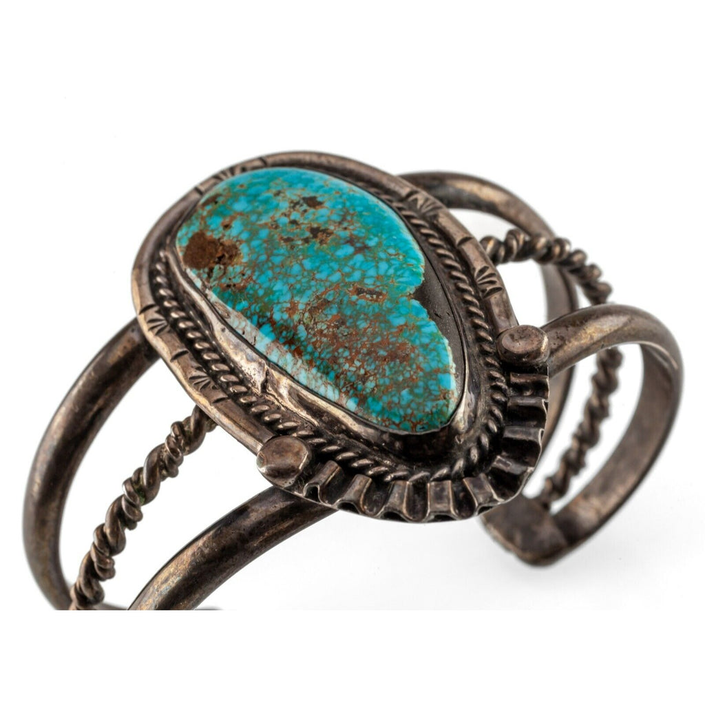 Antique Navajo Sterling Number 8 Turquoise Cuff Bracelet 56.7g