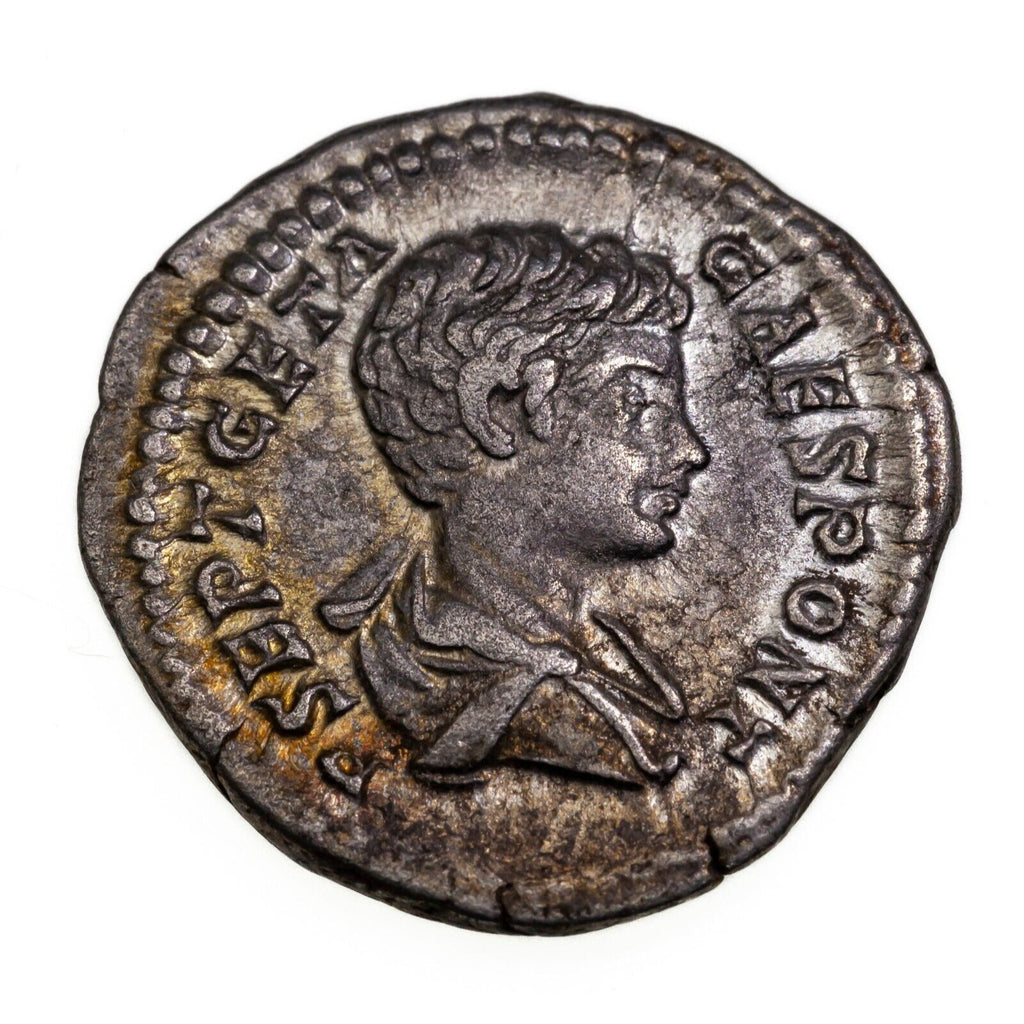 199-202 AD Roman Emp. Geta AR Denarius 3.9g, 19.5mm Coin RIC 13a