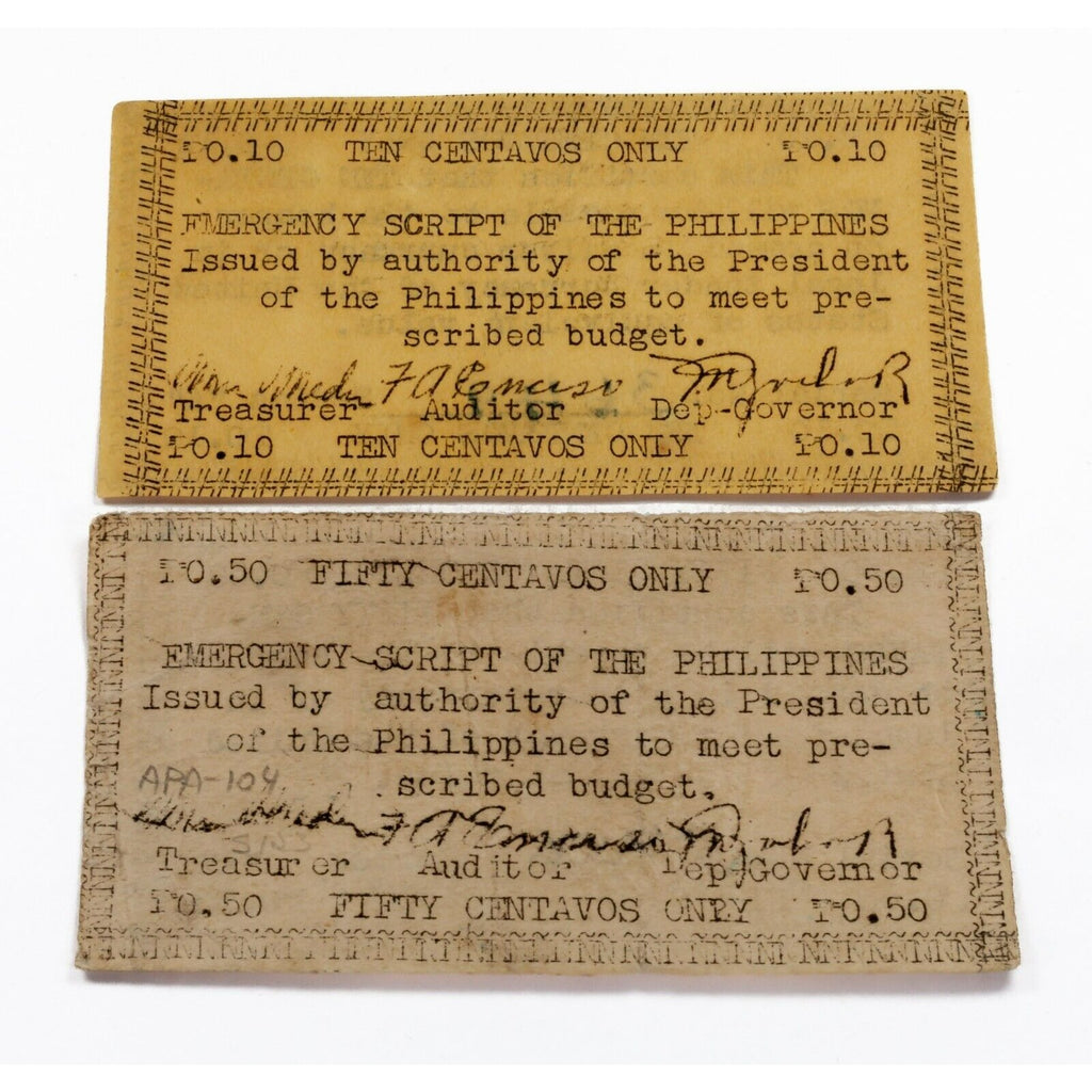 1943 Emergency Script of the Philippines 10c - 2p Lot of 6