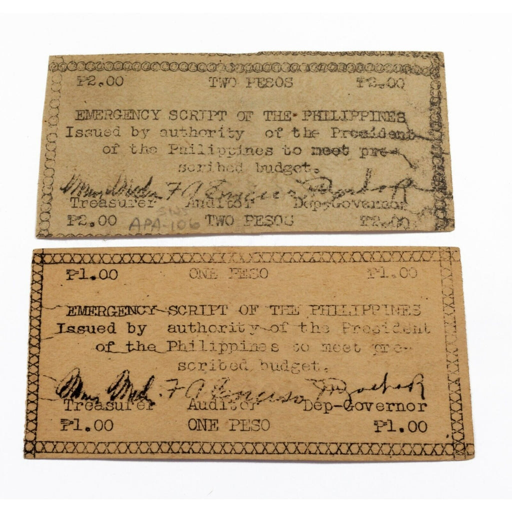 1943 Emergency Script of the Philippines 10c - 2p Lot of 6