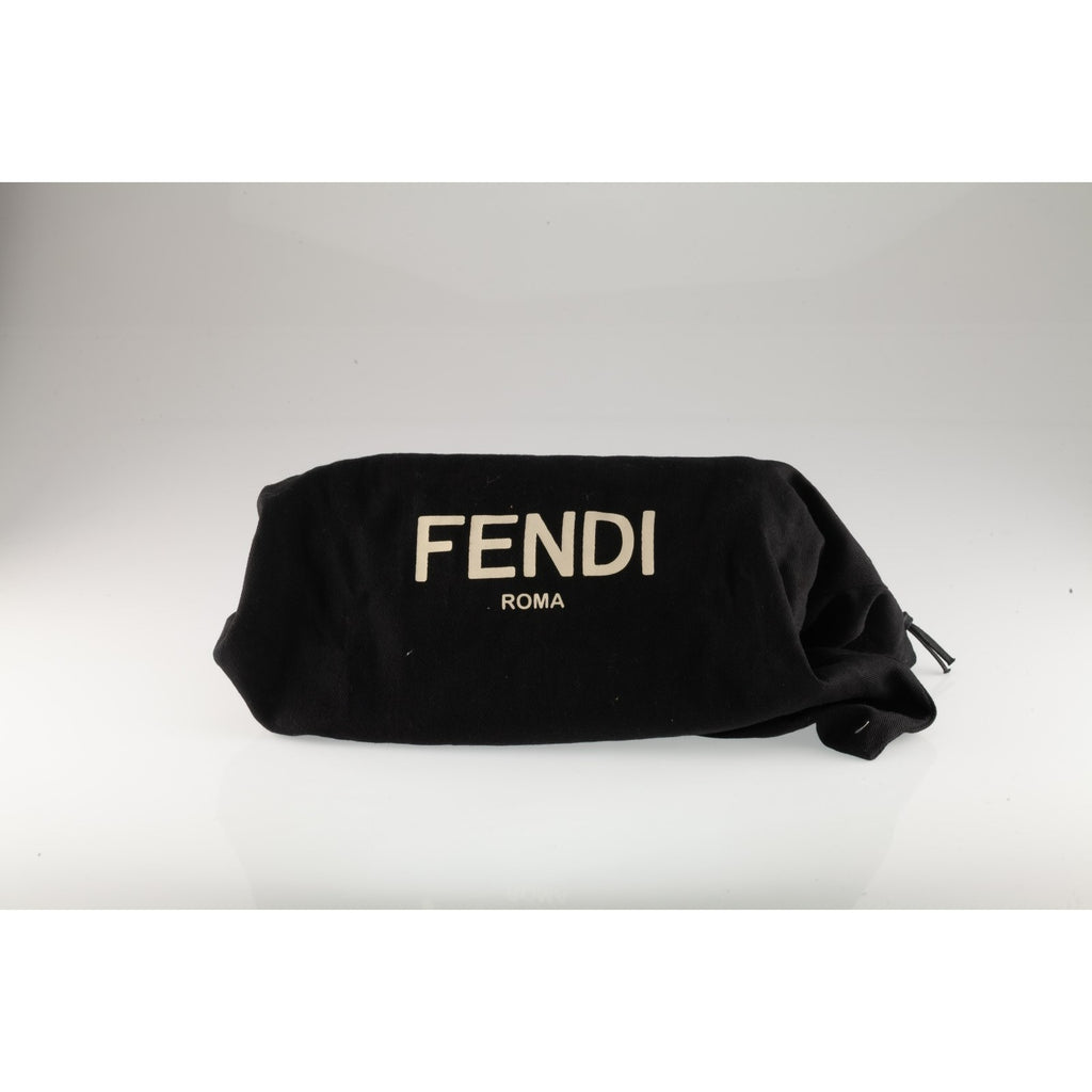 Fendi Embossed FF Mini Baguette Bag Black Leather Gold HW Box and Dustbag