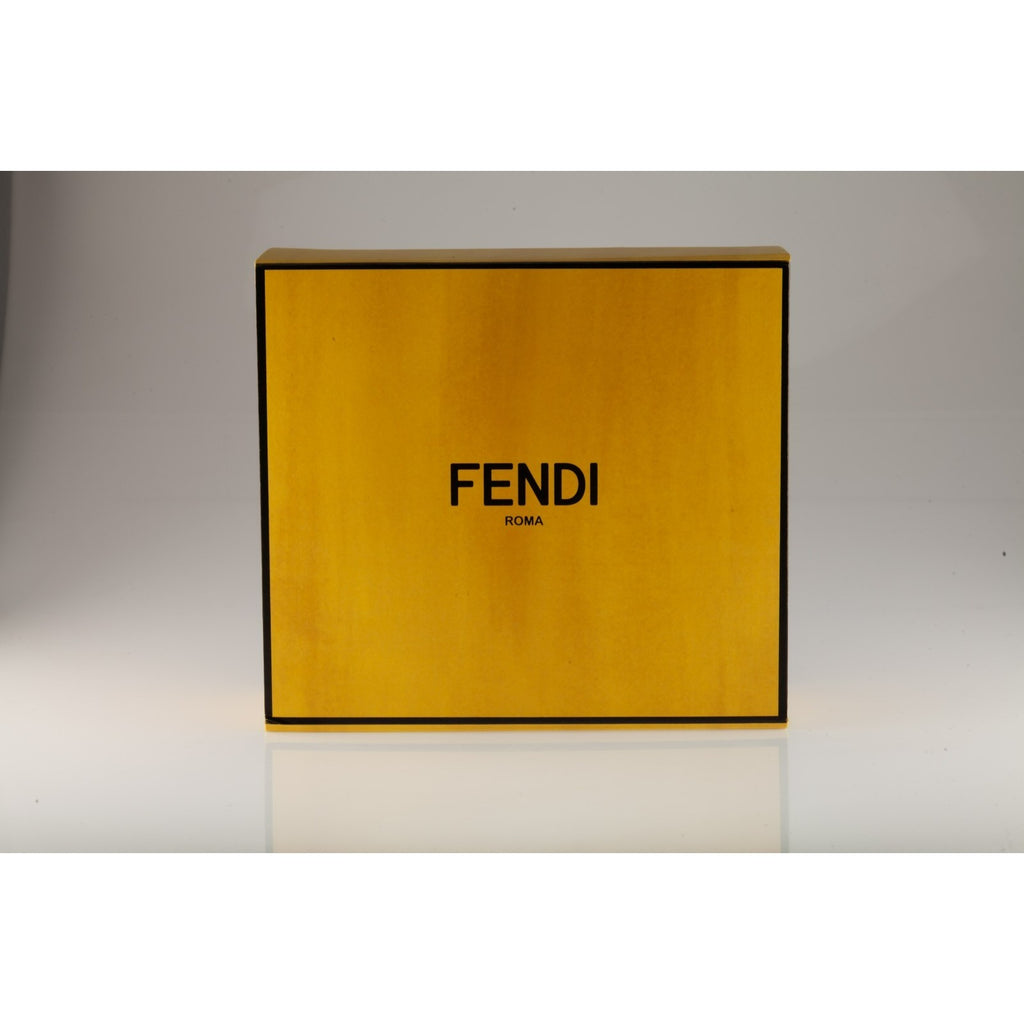 Fendi Embossed FF Mini Baguette Bag Black Leather Gold HW Box and Dustbag