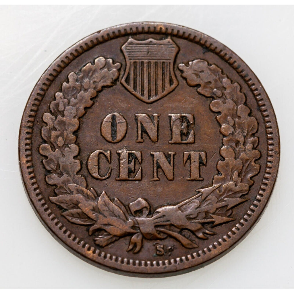 1908-S 1C Indian Cent in Fine Condition, All Brown Color, "LIBERTY" is Full