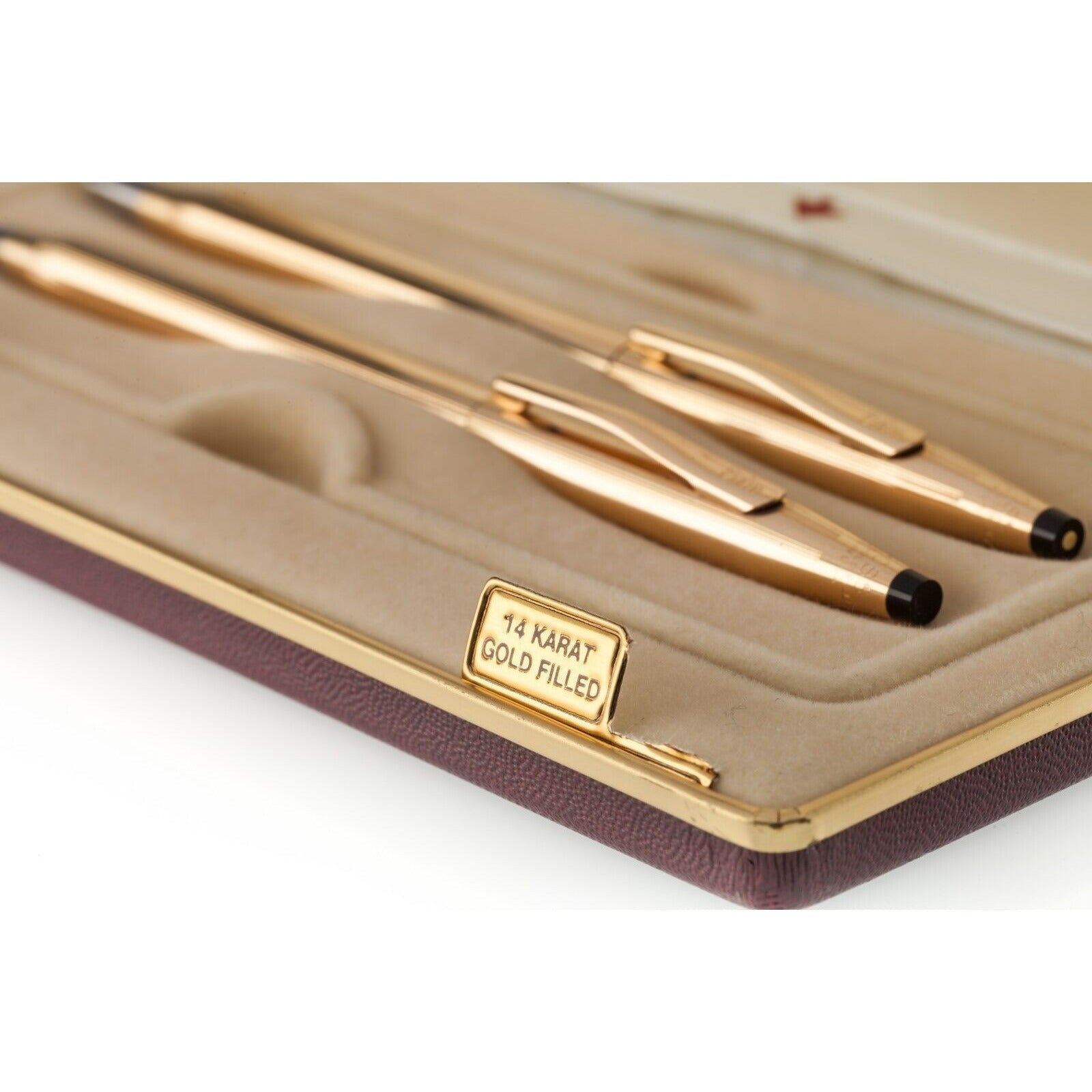 d*9様 万年筆　14K 14K 18K 3本SET Cross 14K Gold Filled Roller Pen & Pencil Set w/ Original Case