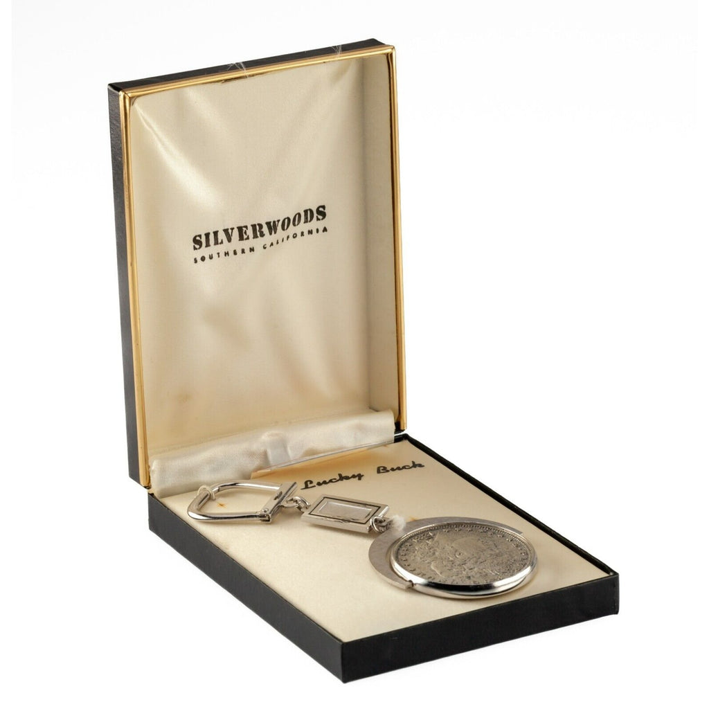 Lucky Buck Steel Keychain w/ Case Including 1881 Silver Morgan Dollar