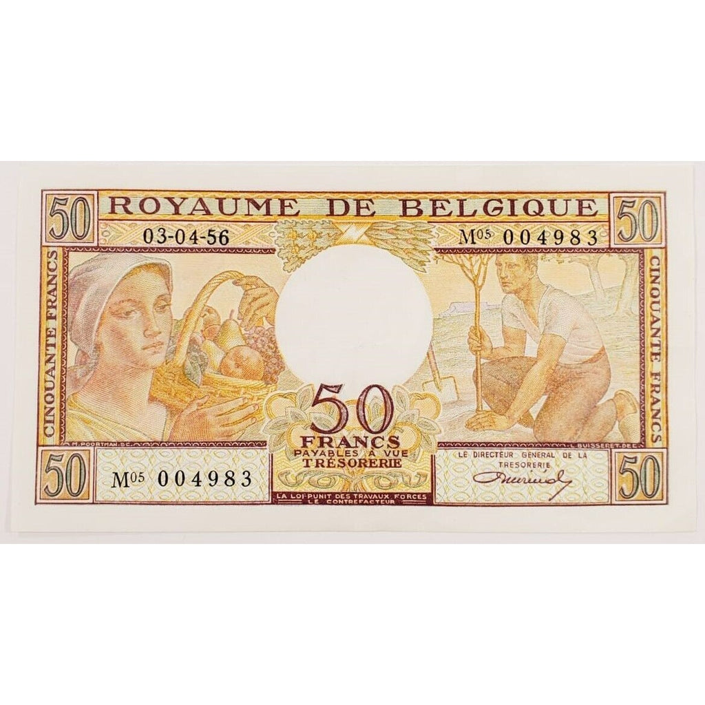 1956 Belgium 50 Francs Note Pick #133b Uncirculated Condition