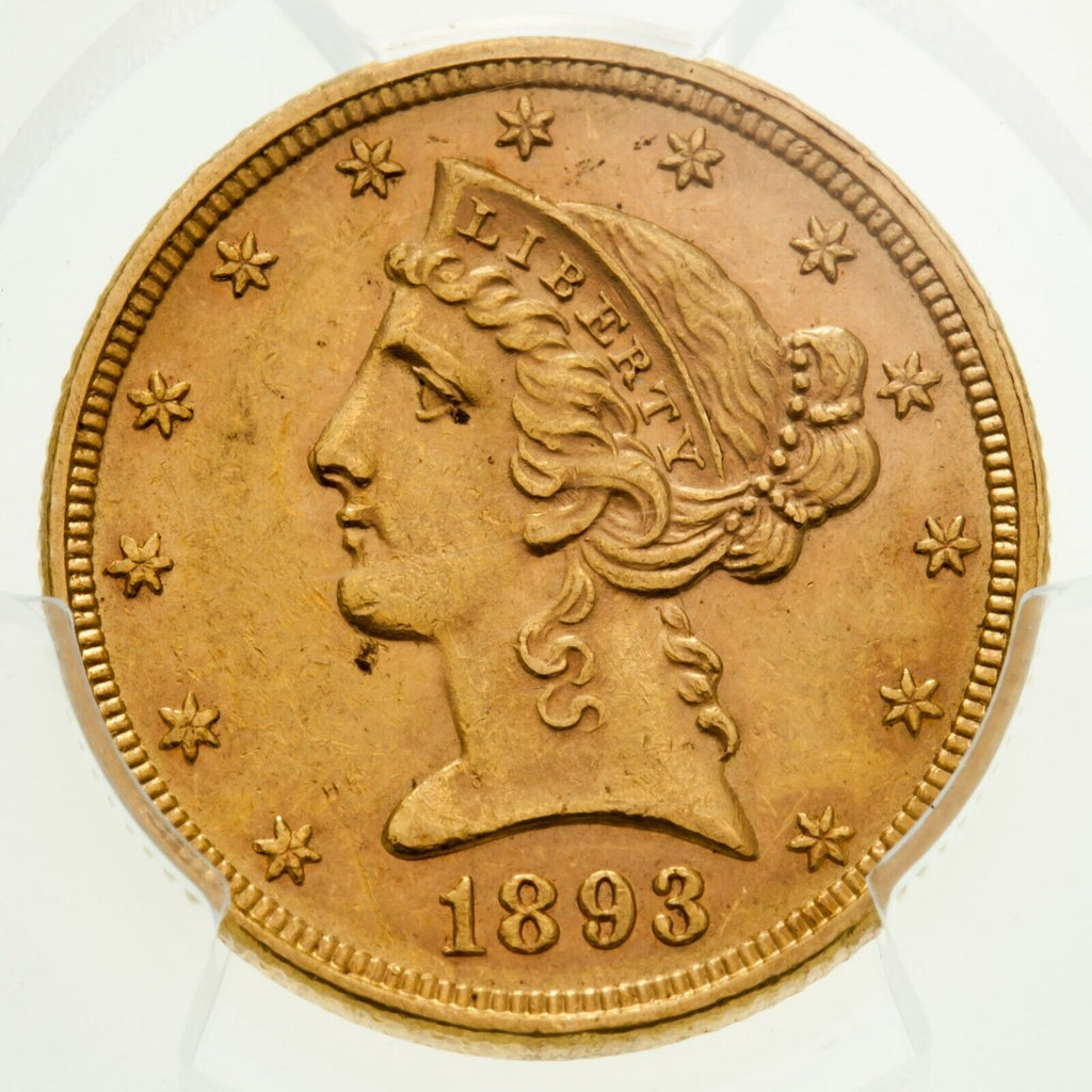 1893 $5 Gold Liberty Half Eagle Graded by PCGS as MS-62! Gorgeous Early US Gold!