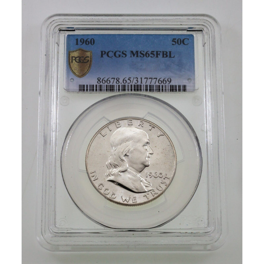 1960 50C Franklin Half Dollar Graded by PCGS as MS65 FBL