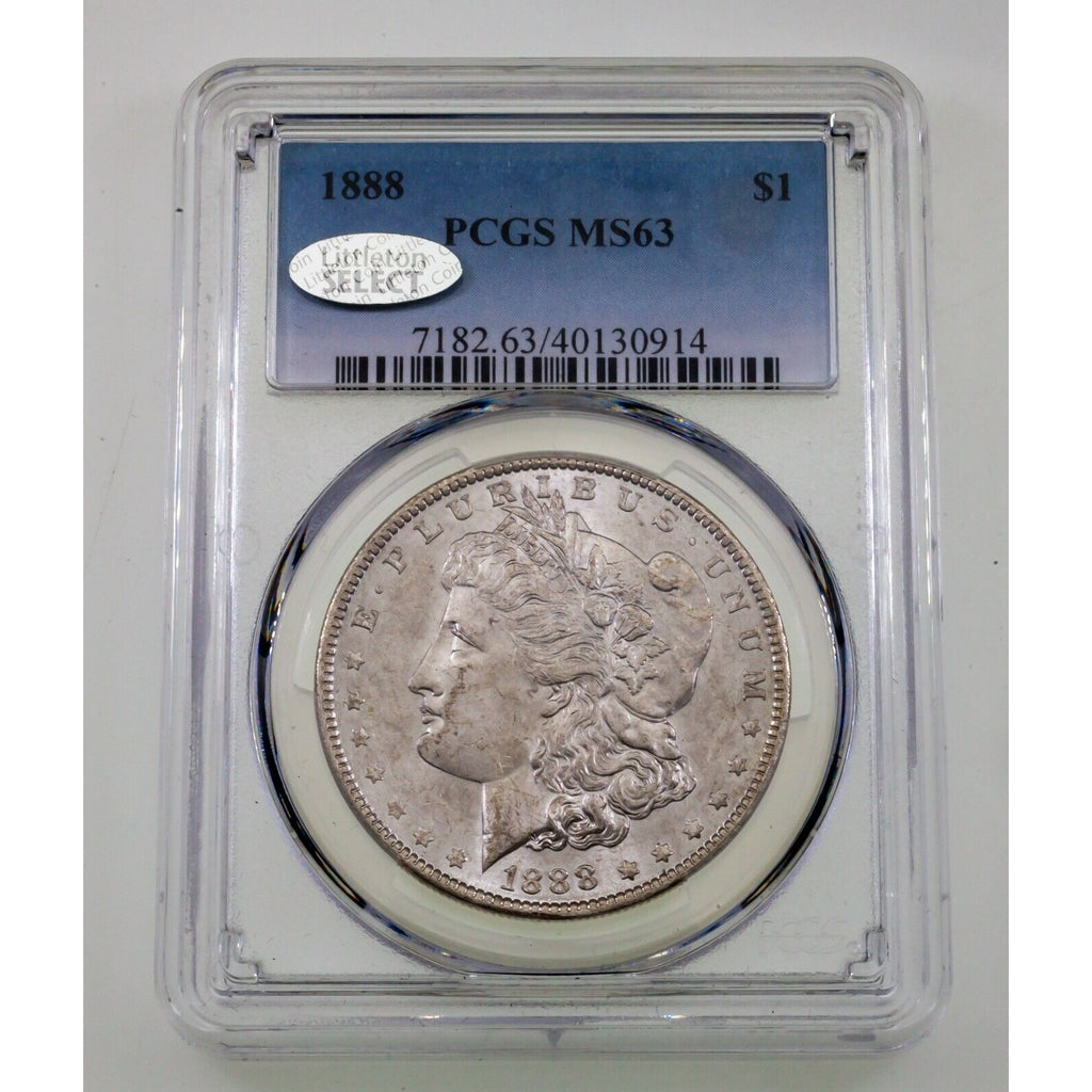 1888 $1 Silver Morgan Dollar Graded by PCGS as MS63