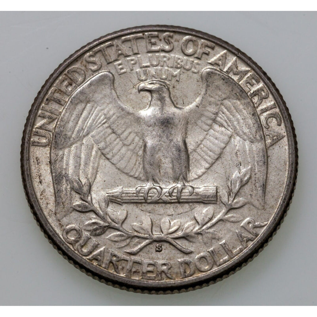 1932-S 25C Washington Quarter in AU Condition, Mostly White, Strong Luster