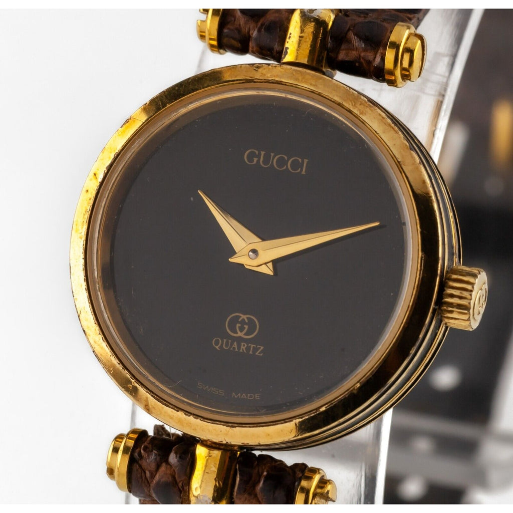 Gucci Women's Gold-Plated Quartz GG Watch w/ Leather Band