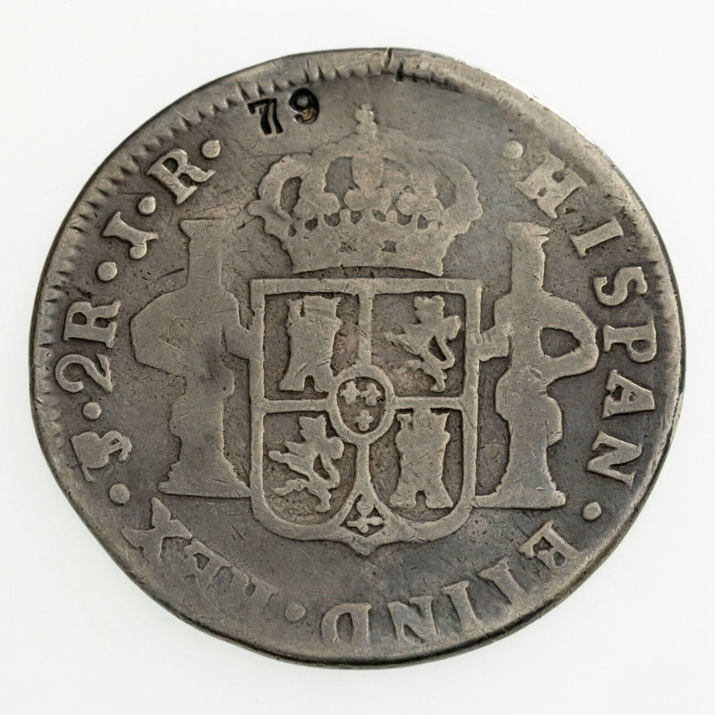 1774PTS JR Bolivia 2 Reales Silver Coin Counterstamped (79), KM 53