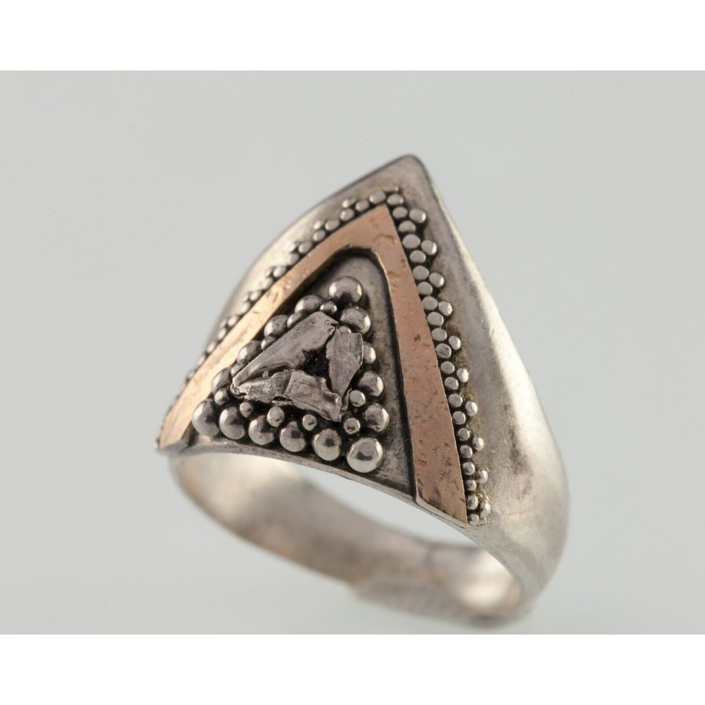 Artisan Sterling Silver Band Ring with a Rose Gold Tone Accent Size 5