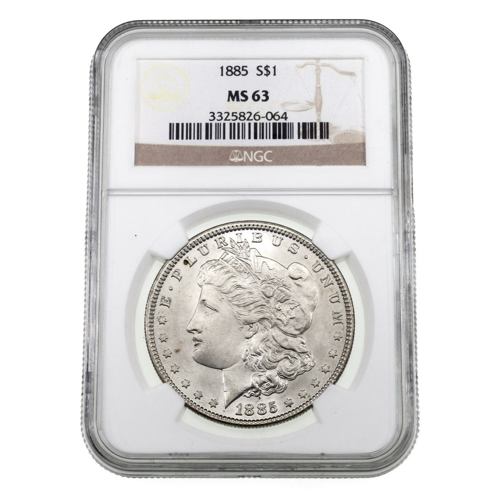 1885 $1 Silver Morgan Dollar Graded by NGC as MS-63