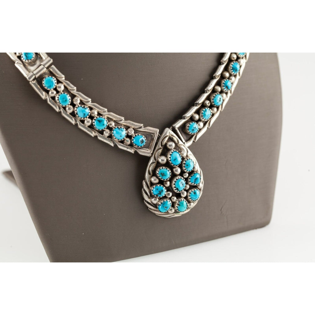 Silver Turquoise Collar Necklace 49.3 grams Gorgeous!