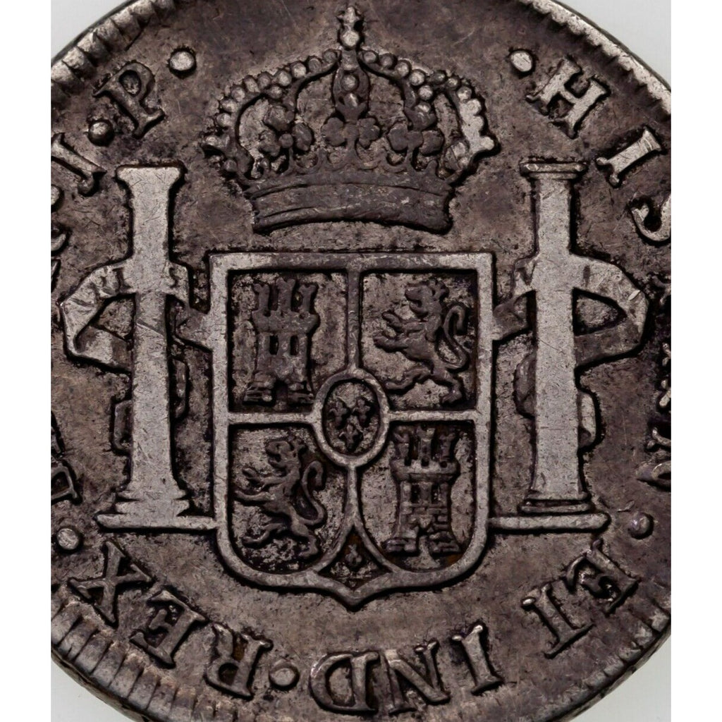 1819 Peru 2 Reales Silver Coin in VF, King Ferdinand VII, LIMA Mint KM 115.1