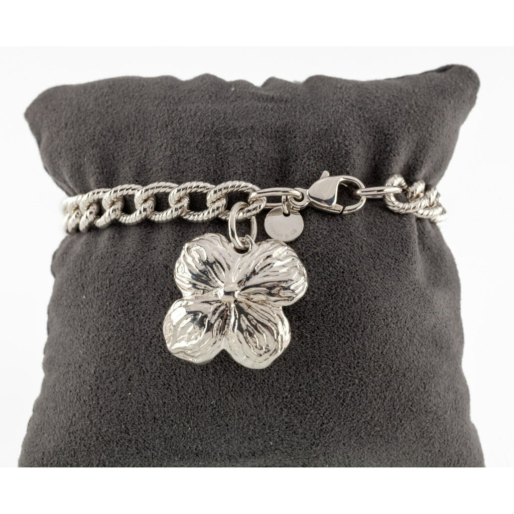 Tiffany & Co. Sterling Silver Vintage Dogwood Charm Bracelet 7.25"