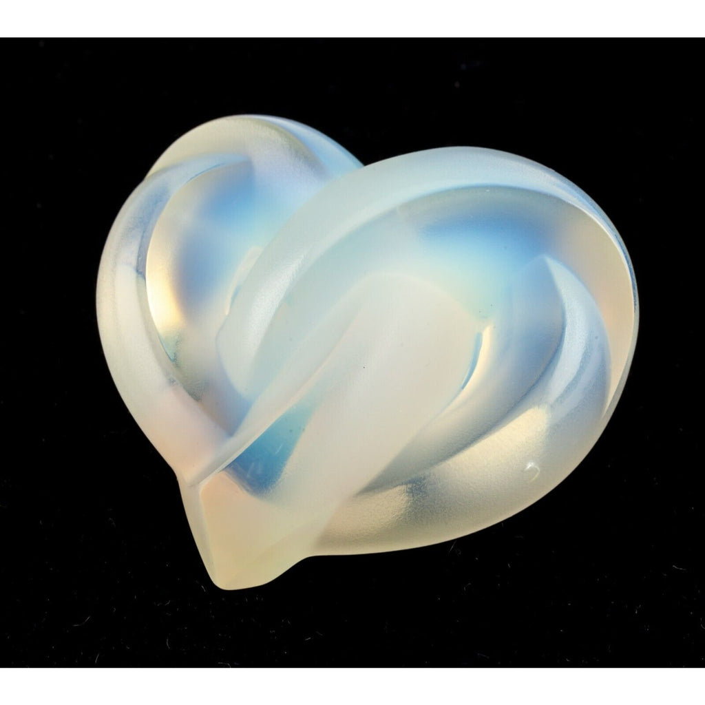 Lalique Satin Clear Opalescent Entwined Crystal Heart Paperweight Rare!