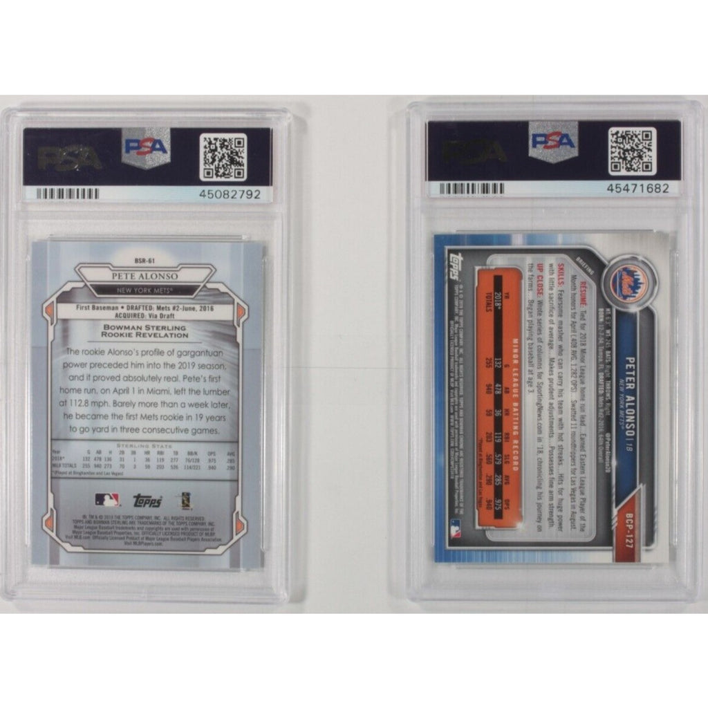 Lot Of 2 PSA 10 Graded 2019 Bowman Pete Alonso Baseball Cards