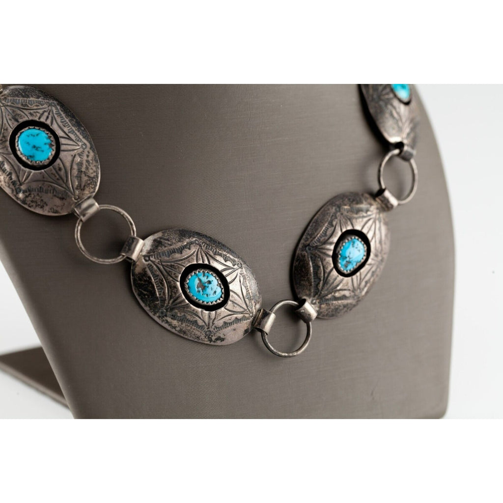 Indian Hand Made Jewelry (IHMJ) Sterling Silver Turquoise Concho Belt Gorgeous!