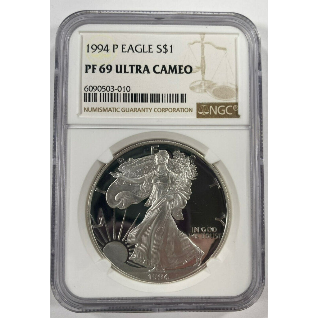 1994-P $1 Silver American Eagle Graded by NGC as PF69 Ultra Cameo! Key Date!