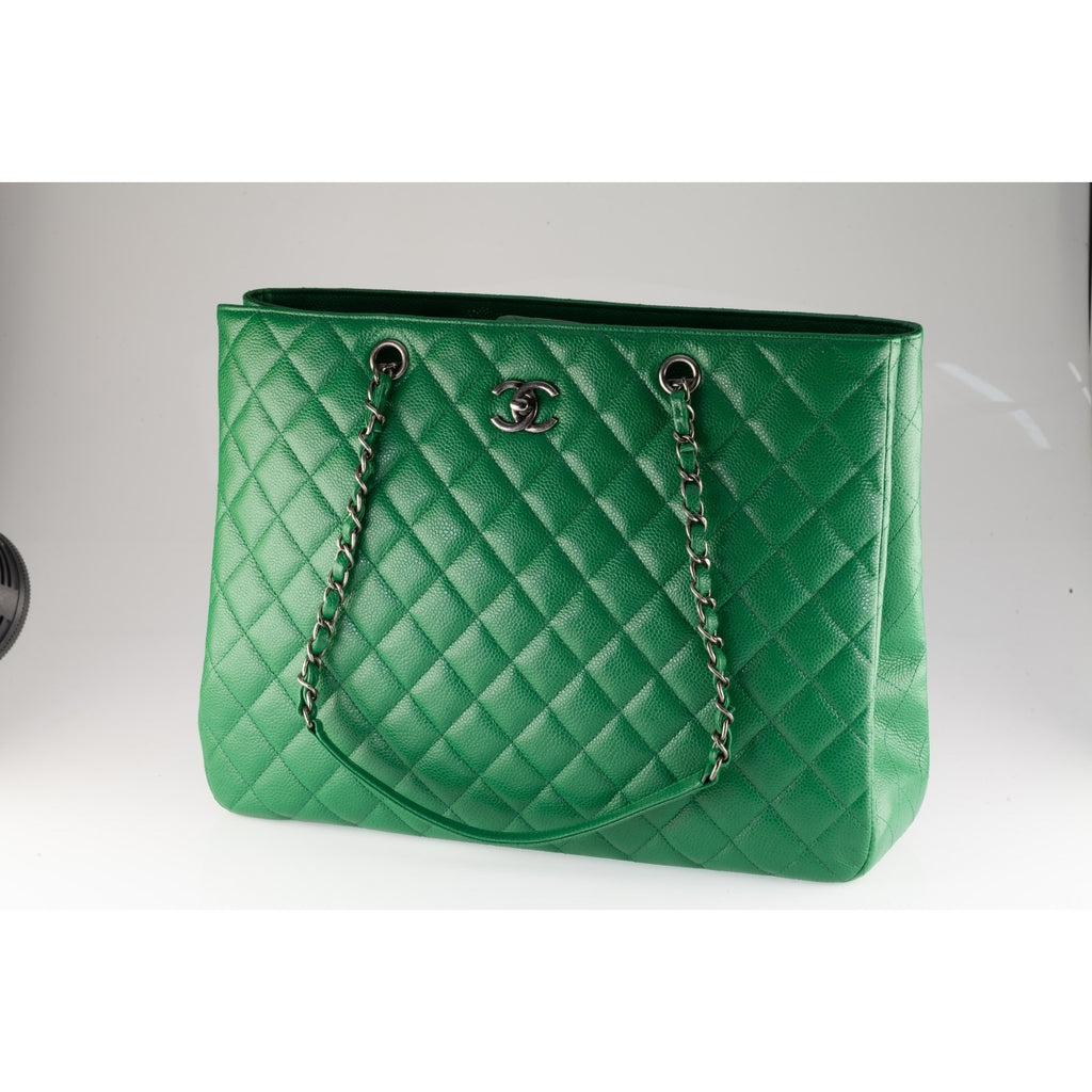Chanel Green Caviar Leather Tote Bag 16C A91046 Box Pouch Card Papers
