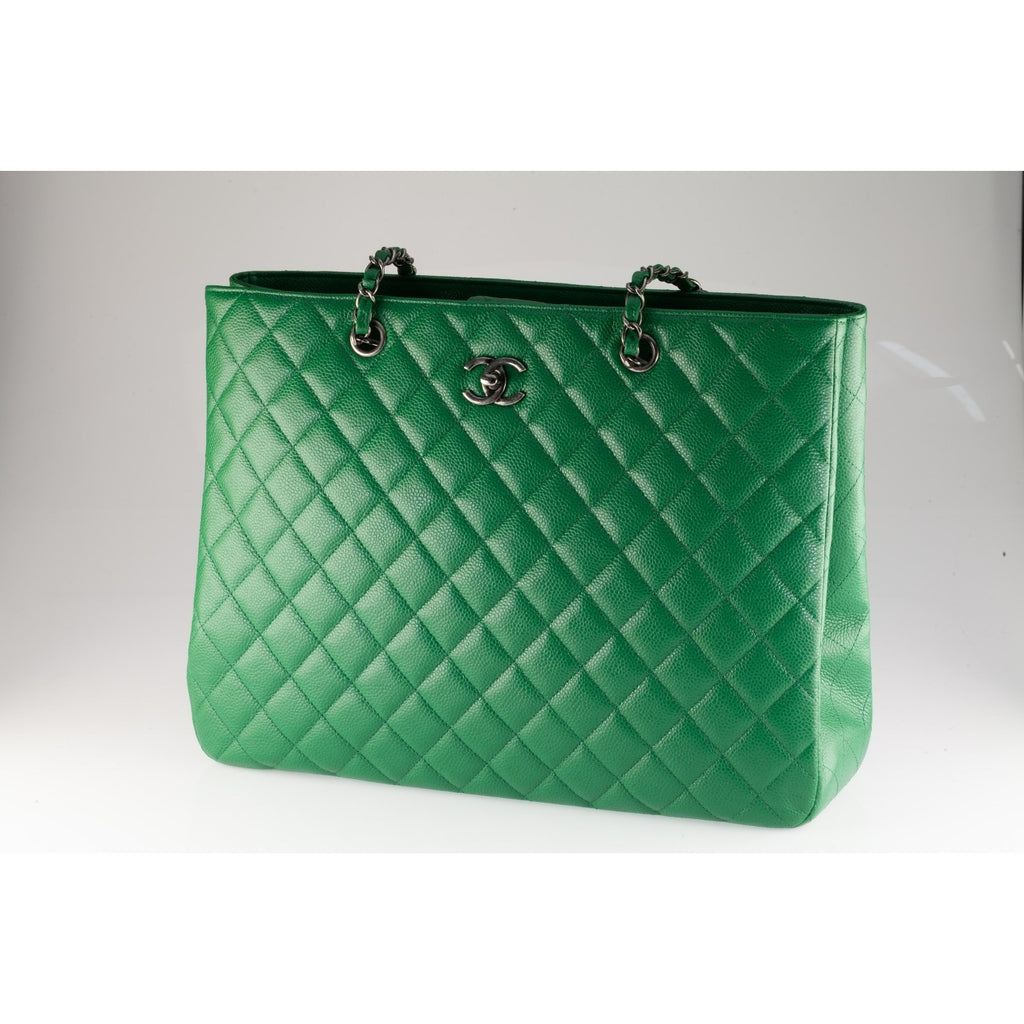 Chanel Green Caviar Leather Tote Bag 16C A91046 Box Pouch Card Papers