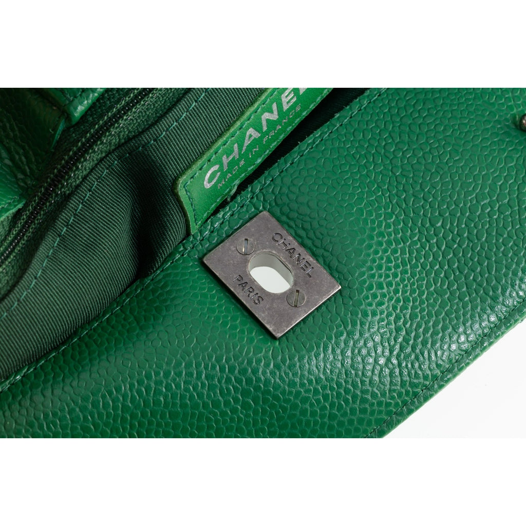 Chanel Green Caviar Leather Tote Bag 16C A91046 Box Pouch Card Papers