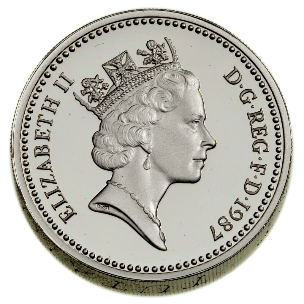 1984-1987 Great Britain 1£ Coins in Silver Proof or Piedfort Coin Lot of 4