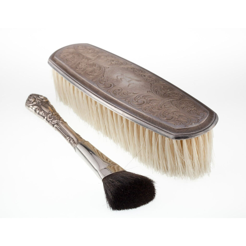 Sterling Silver Shoe Brush and Make-Up Brush Set