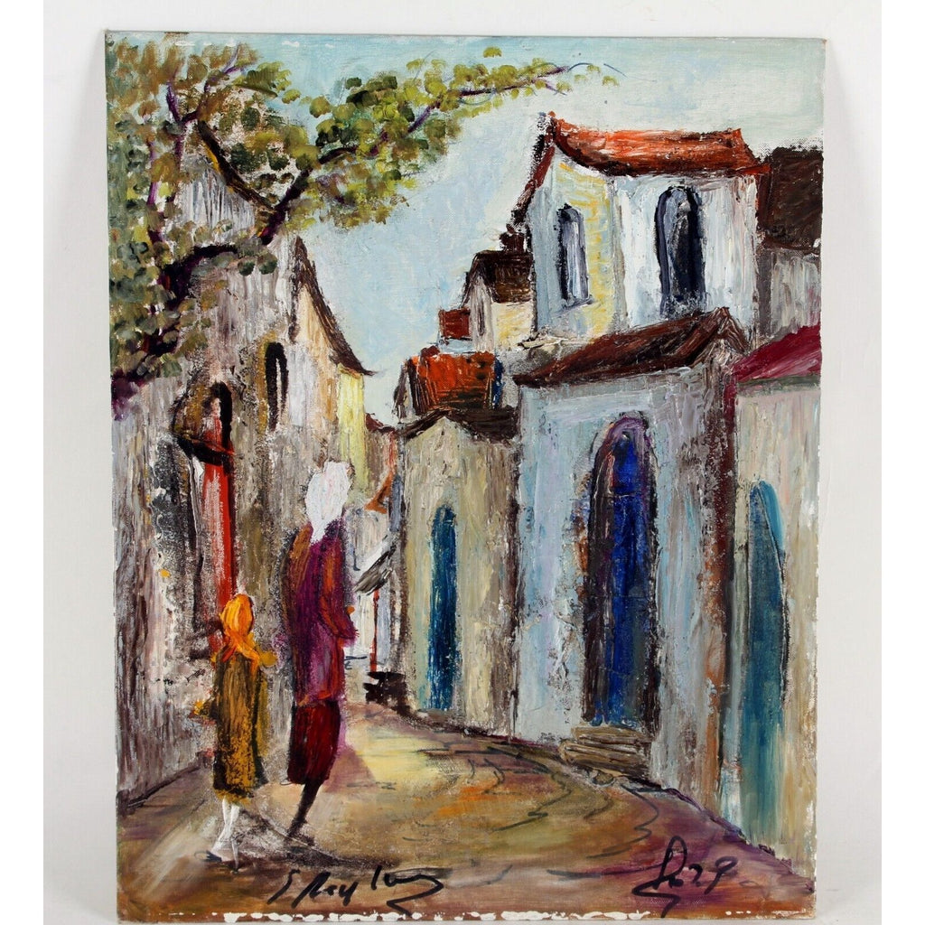 "Vielle a Jerusalem" (1966) by S. Raphael, Oil Painting on Board, 20x16