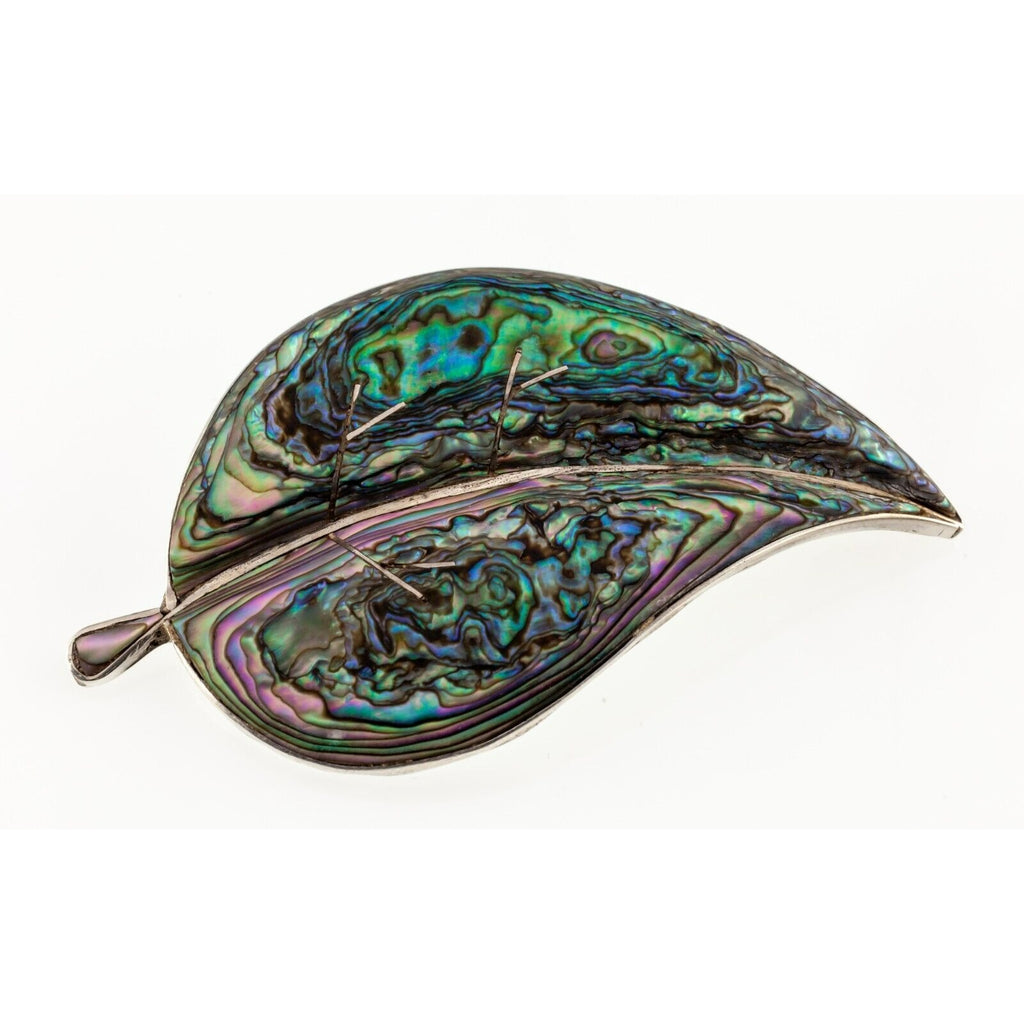 Mexico Sterling Silver Abalone Inlay Brooch Gorgeous!