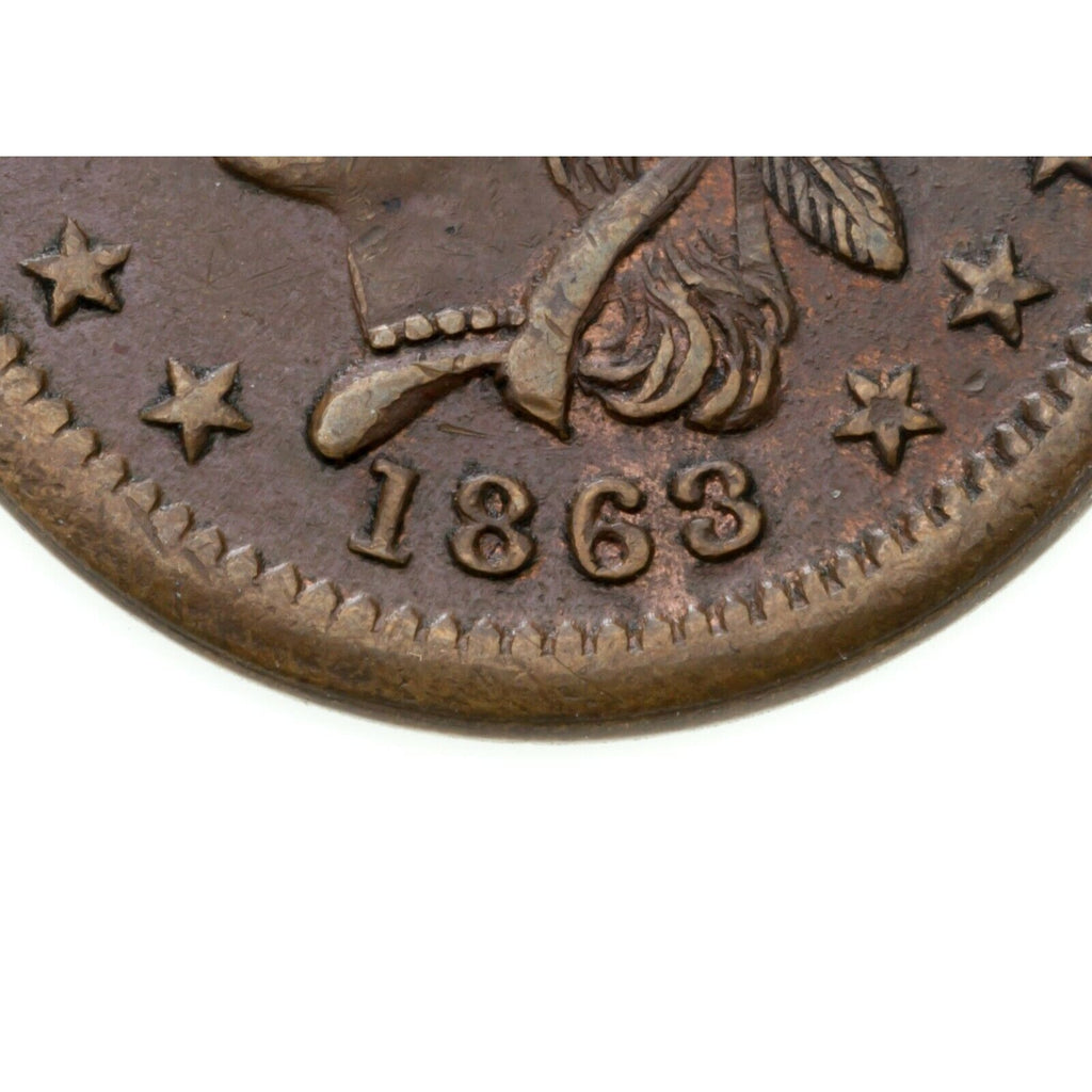 1863 Civil War Token ARMY & NAVY F-91/303, AU Condition