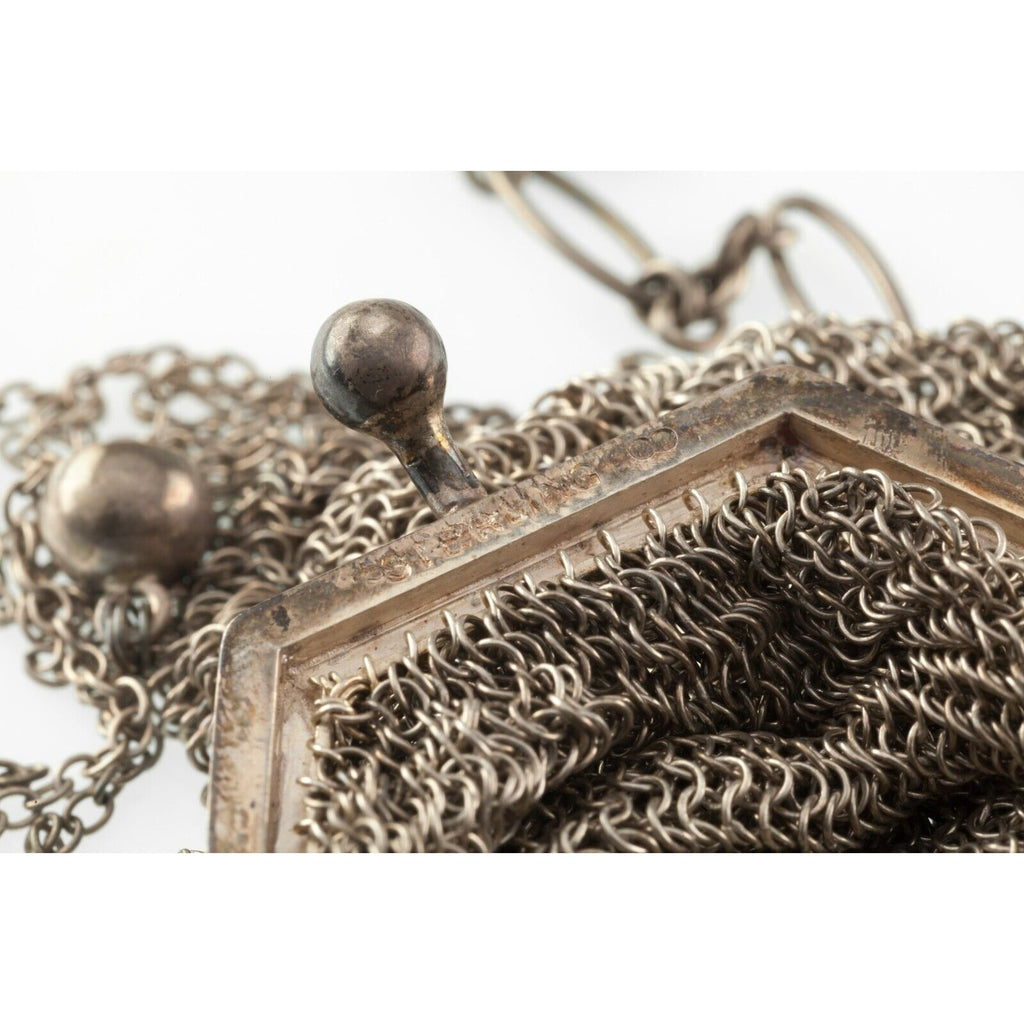 Vintage Sterling Silver Change Purse w/ Ornate Chain