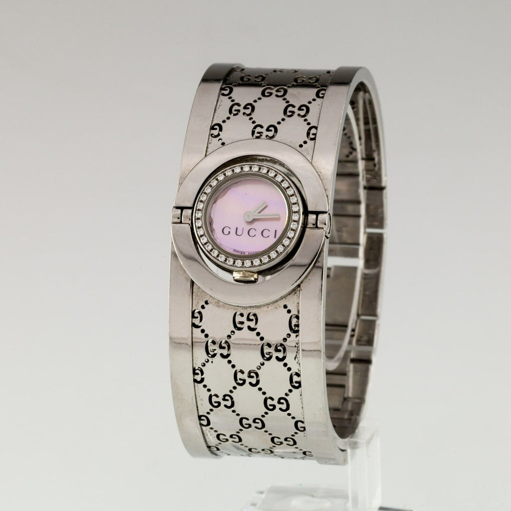 Gucci Stainless Steel Twirl Watch w/ Diamonds and MOP Dial w/ Box and Papers