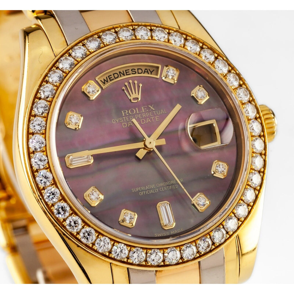 Rolex Pearlmaster Tridor 18k Gold Men's Day-Date w/ Tahitian MOP Dial 18948