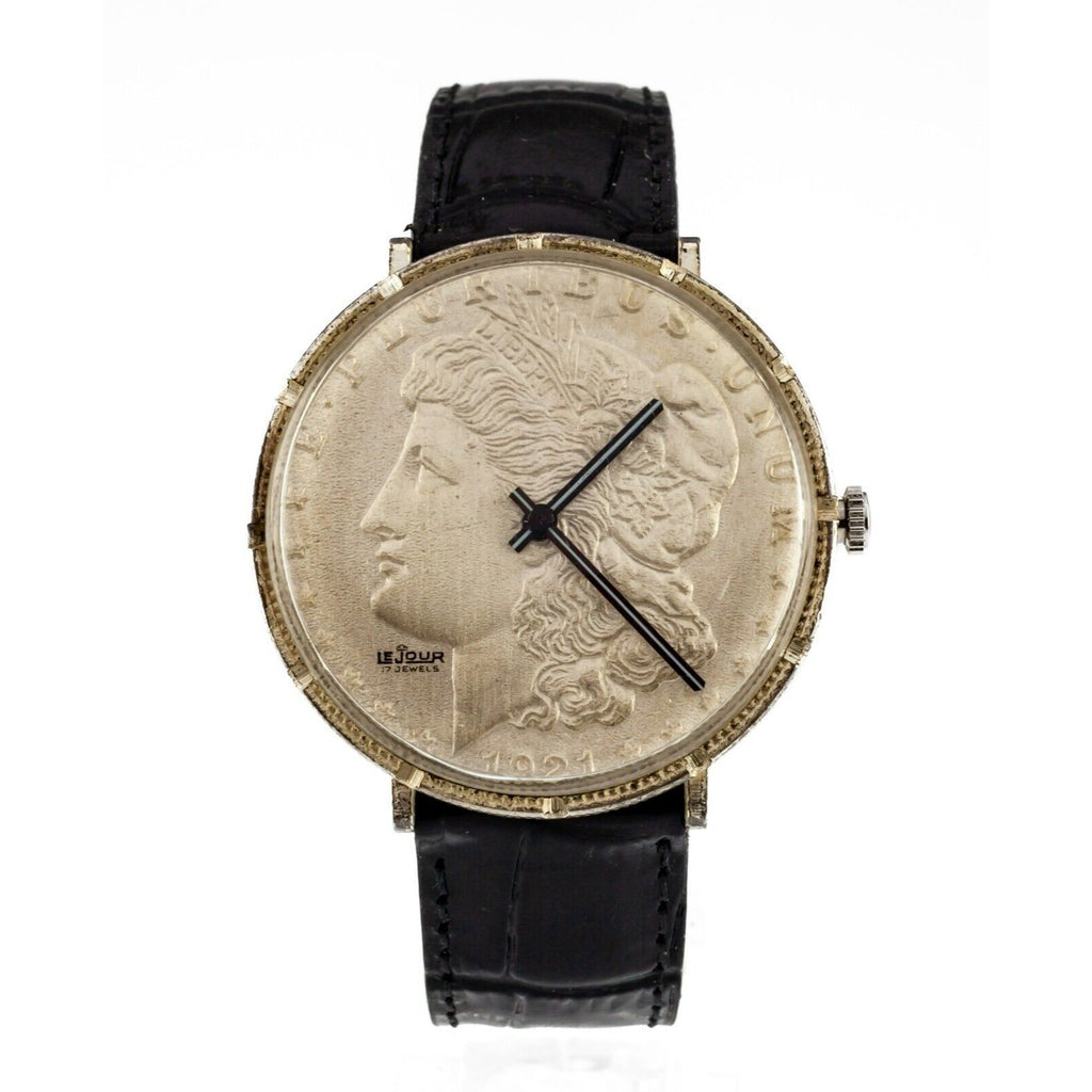 Le Jour Men's 1921 Morgan Dollar Hand-Winding Watch w/ Leather Band