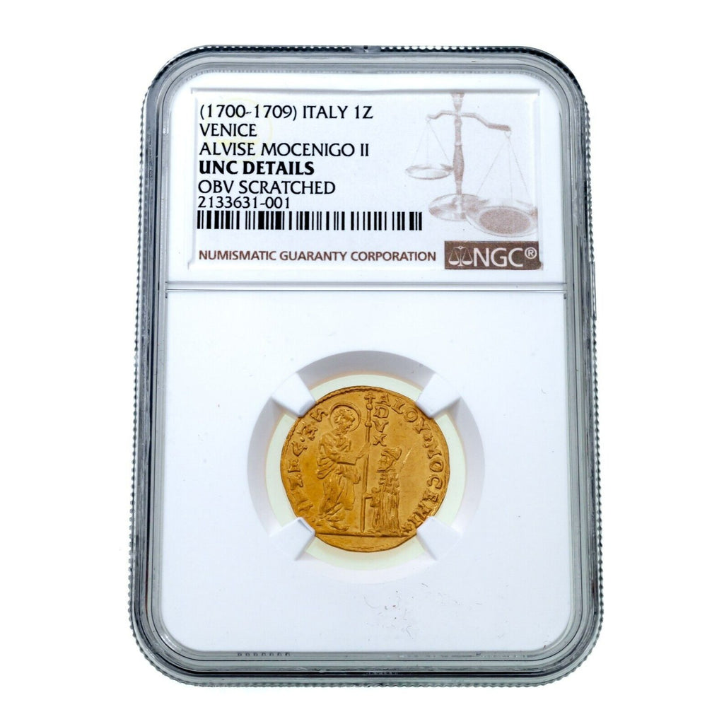 1700-1709 Italy 1Z Venice Alvise Mocenigo II Gold Coin Graded by NGC Unc Details