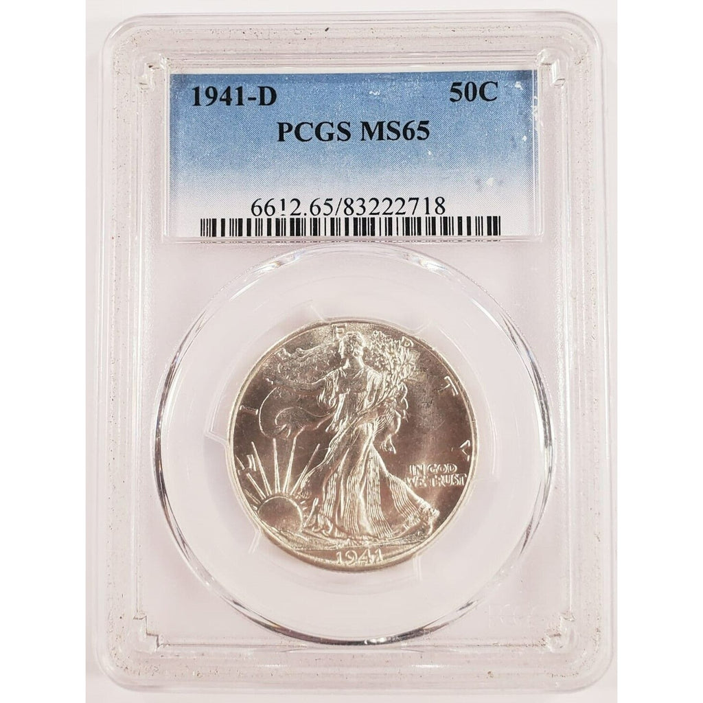 1941-D 50C Walking Liberty Half Dollar Graded by PCGS as MS-65