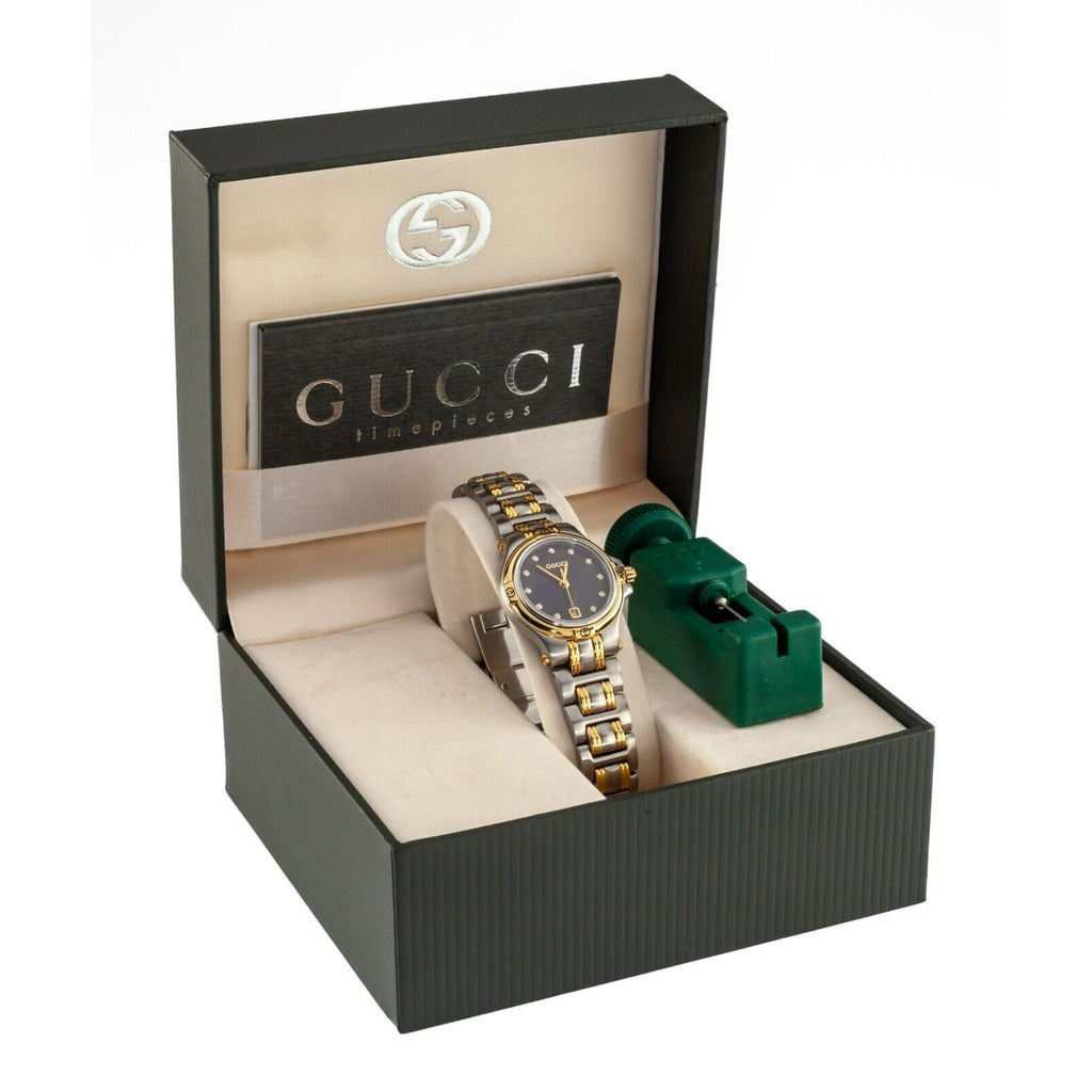 Gucci Women's Two Tone Quartz Watch w/ Diamond Dial and Box 9040L