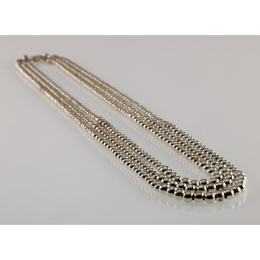 Sterling Silver Three Graduated Ball Chain Necklace 18"