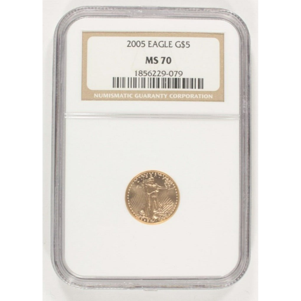 2005 1/10 Oz. G$5 Gold American Eagle Graded by NGC as MS-70