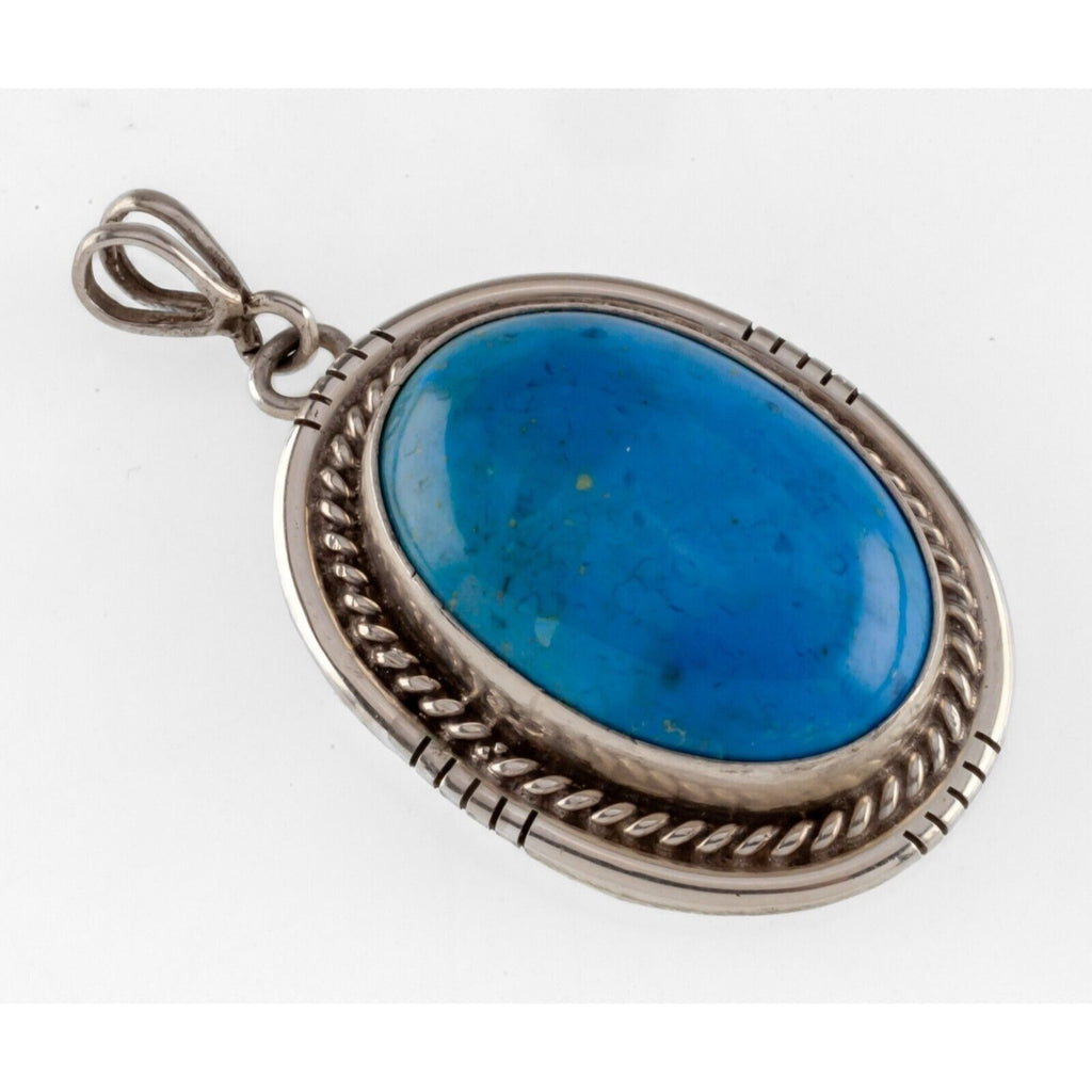Amazing Turquoise Sterling Silver Pendant By Eddie Secatero, 45mm Tall, 11.8gr