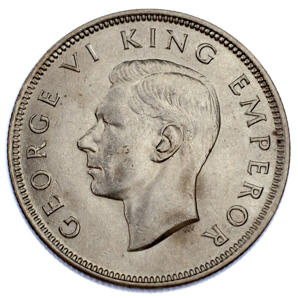 1943 New Zealand Florin Silver Coin (AU Condition) KM 10.1