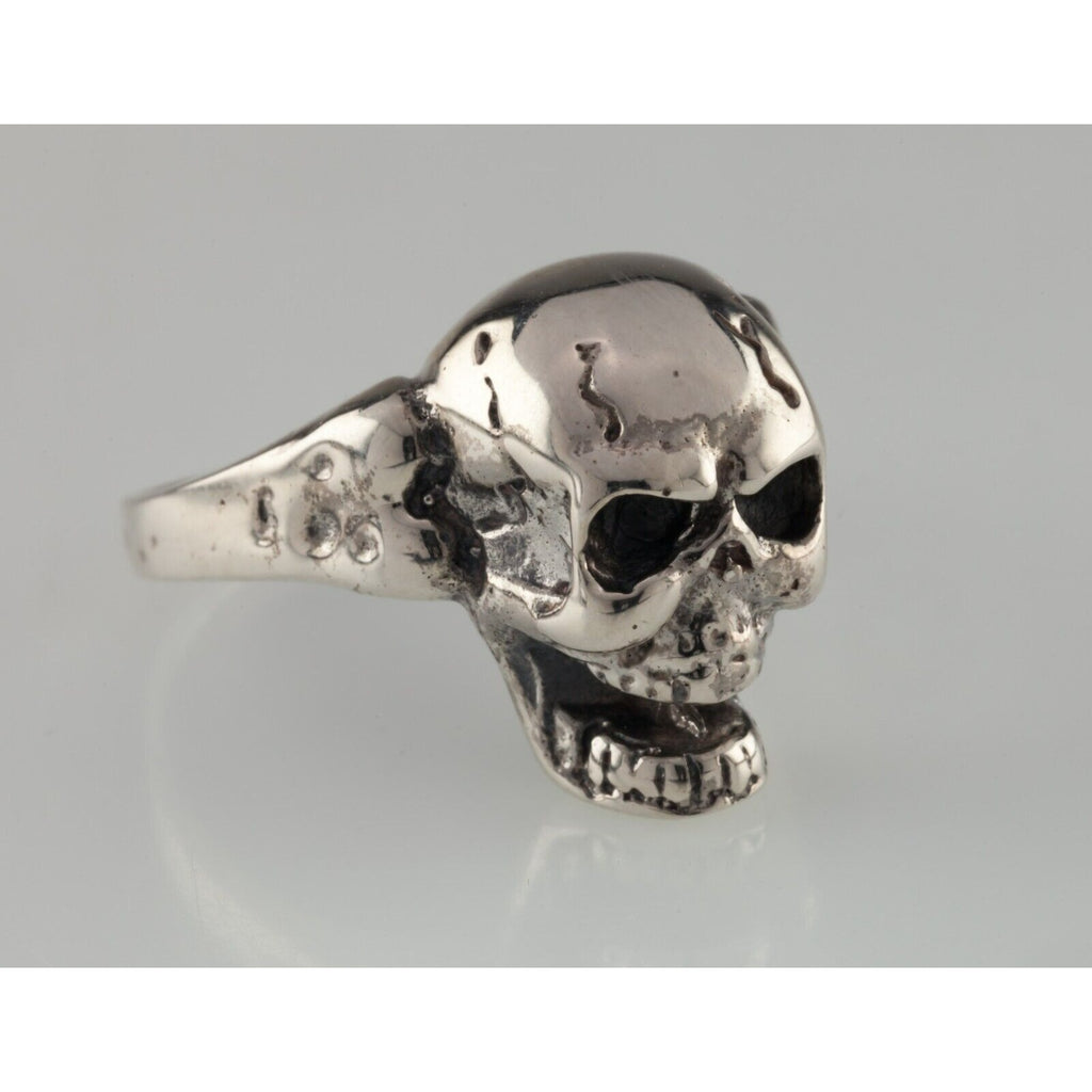 Men's Biker Skull and Bone Sterling Silver Band Ring Size 9.50