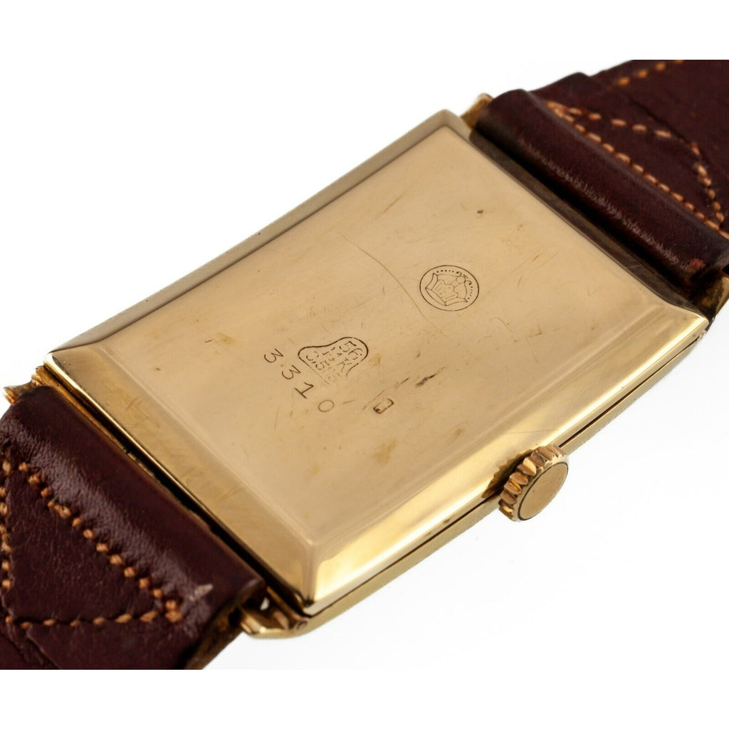 Bucherer 14k Gold Antique Art Deco Rectangular Hand-Winding Wrist Watch Mvmt 500