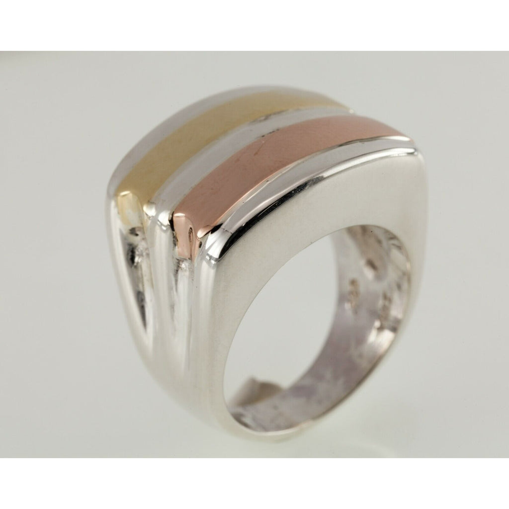 Gorgeous Two-Tone Gold-Plated Sterling Silver Zina Ring Size 7