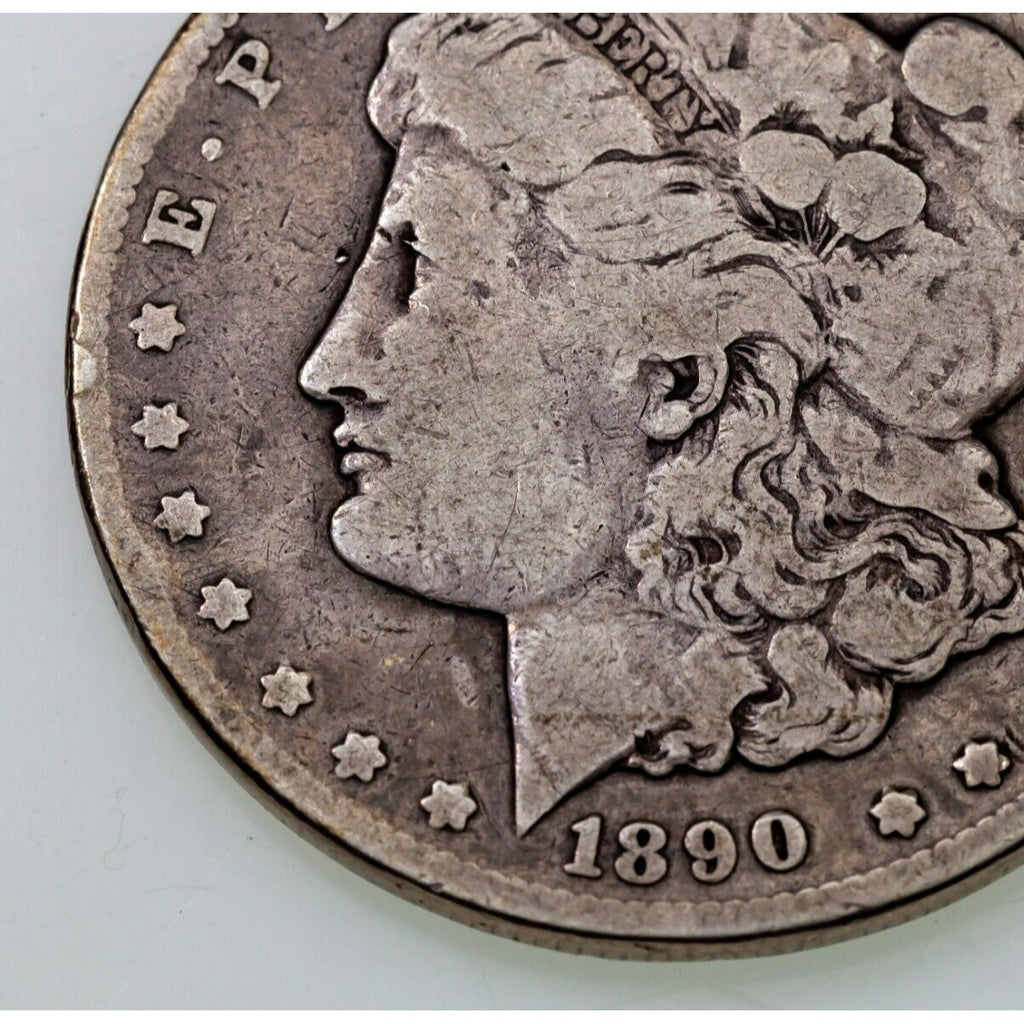 1890-CC $1 Silver Morgan Dollar in Very Good VG Condition, Full Rims